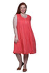La Cera 100% Cotton Sleeveless Dress with Hem Embroidery - Plus Size - La Cera
