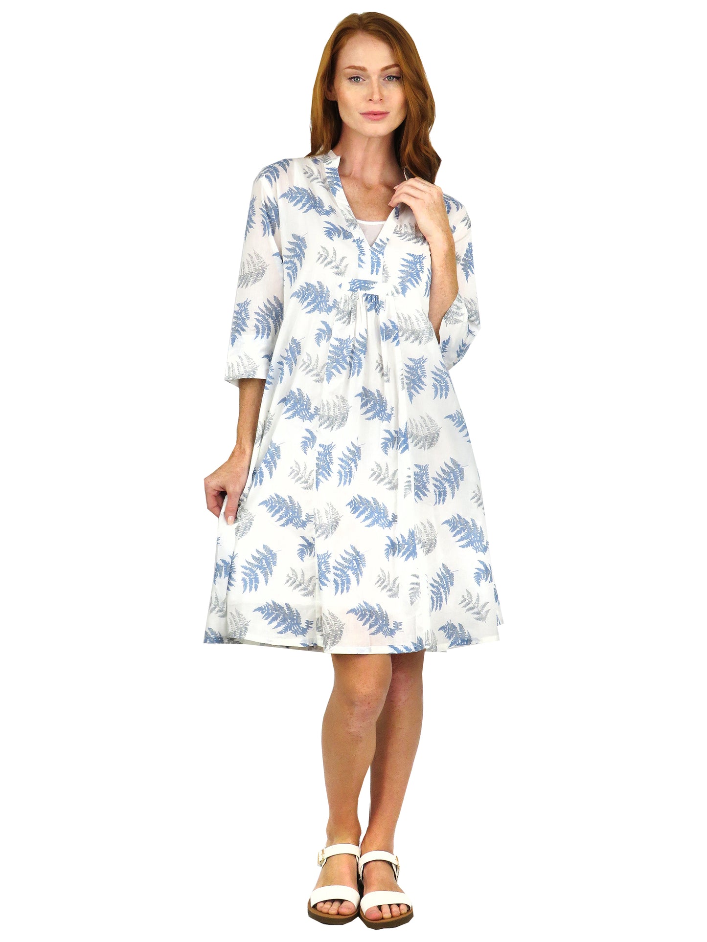 Fern Print Short Lined Dress - La Cera