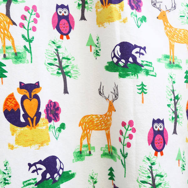 Conjunto de pijama de franela con animales del bosque de talla grande