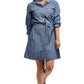 Denim Belted Shirt Dress - La Cera