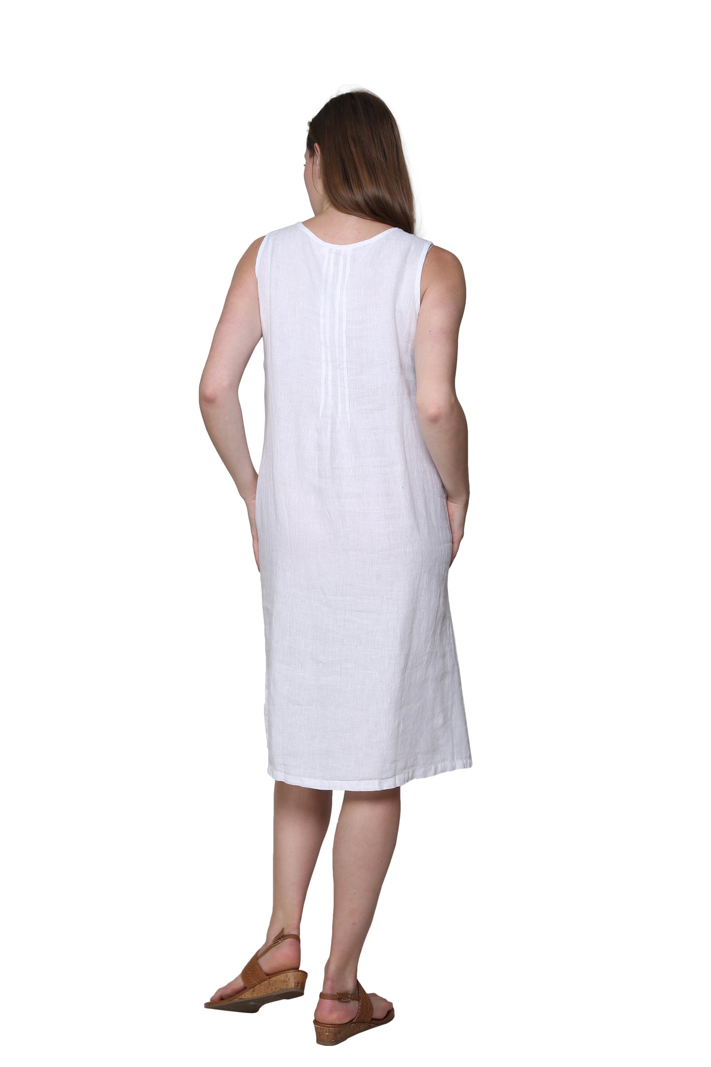 Linen Sleeveless Embroidered Dress - La Cera