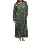 La Cera Floral Printed A-Line Cotton Knit Dress - La Cera