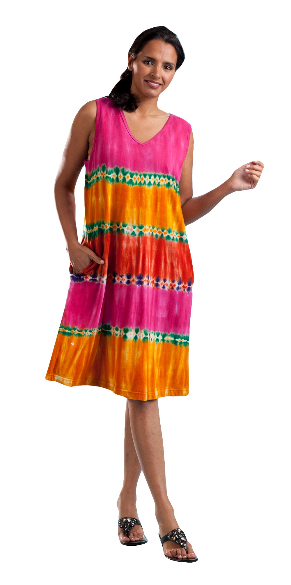 La Cera Tie-Dye Sleeveless Short Dress - La Cera