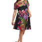 La Cera Novelty Floral Print Short Sleeve Dress - La Cera