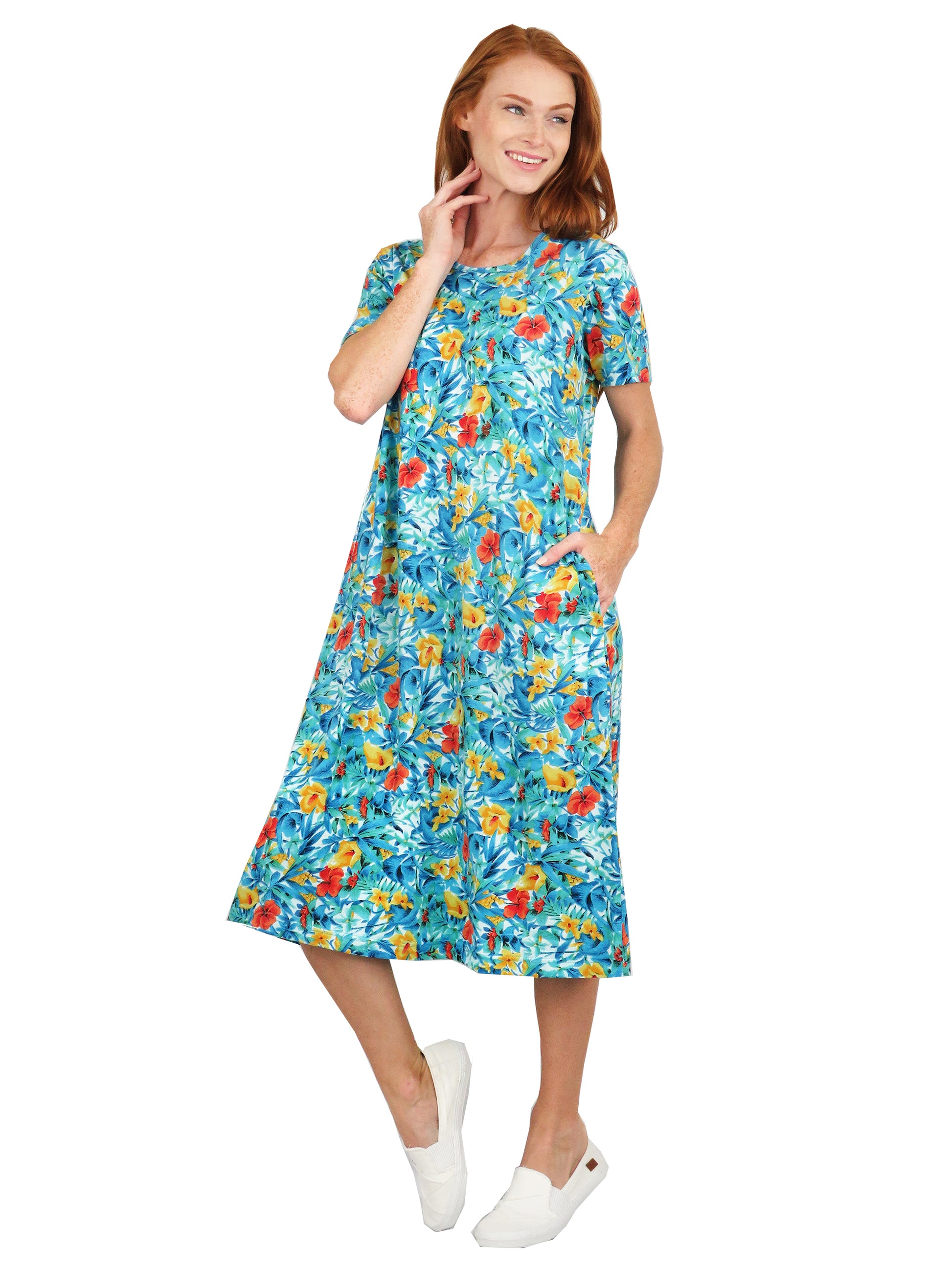 La Cera Floral Printed A-Line Dress - La Cera