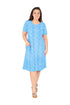 Short Sleeve Cotton Knit Floral A-Line Dress - La Cera
