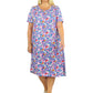 Plus Size Turq/Pink Floral Cotton Jersey A-line Dress - La Cera