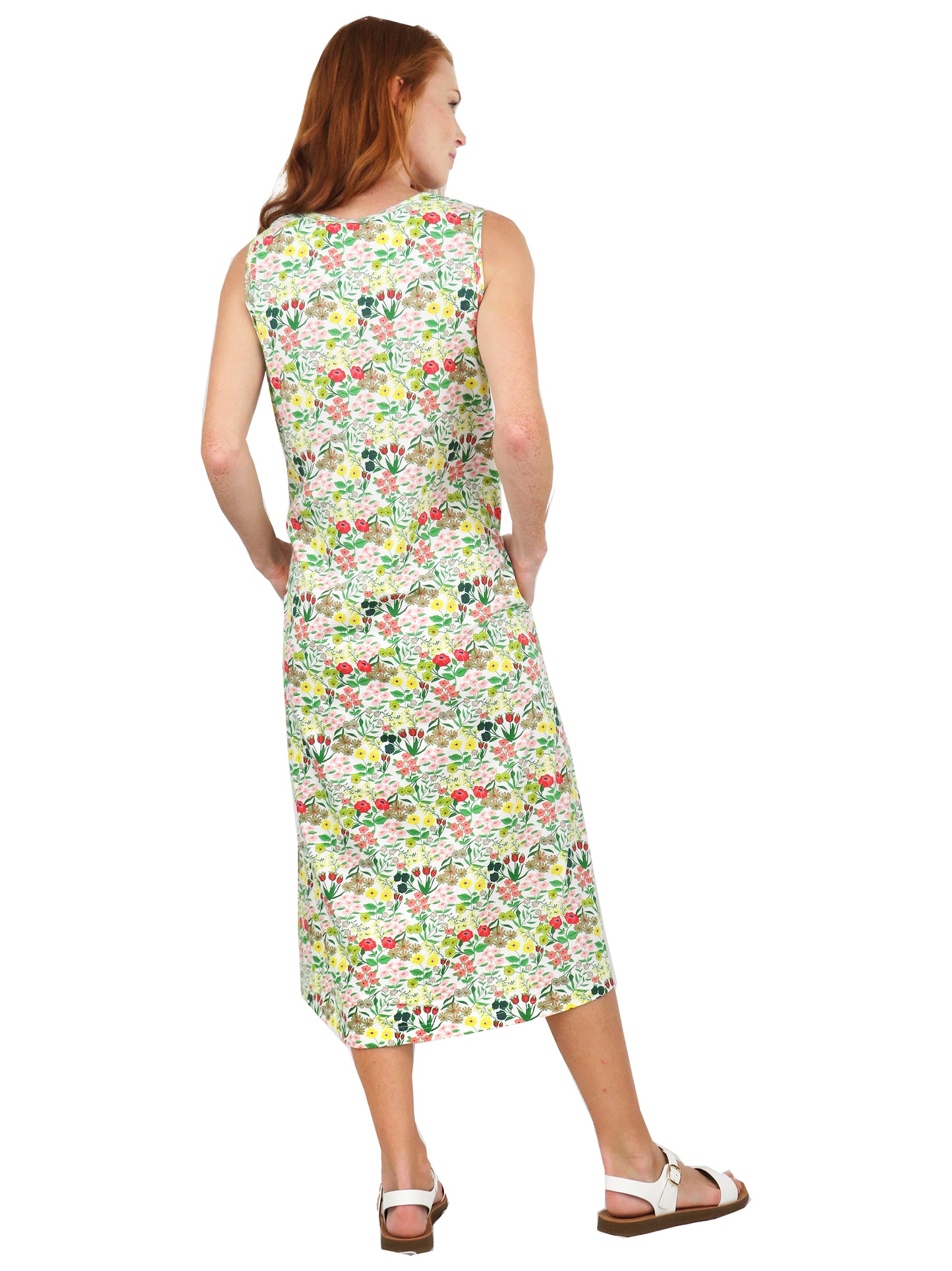 La Cera Sleeveless Printed A-Line Cotton Jersey Knit Dress - La Cera