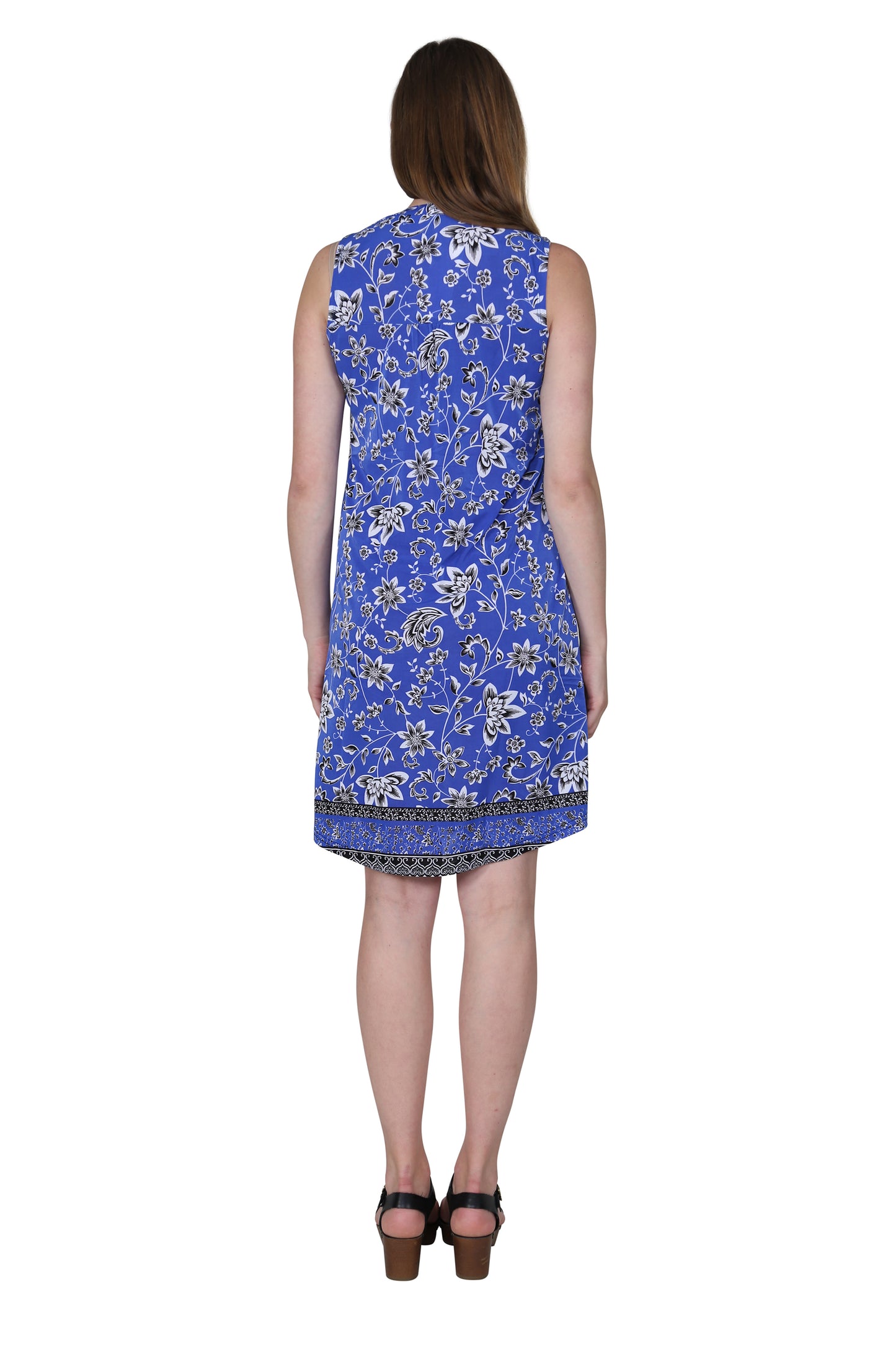 Sleeveless Dress With Border Print - La Cera