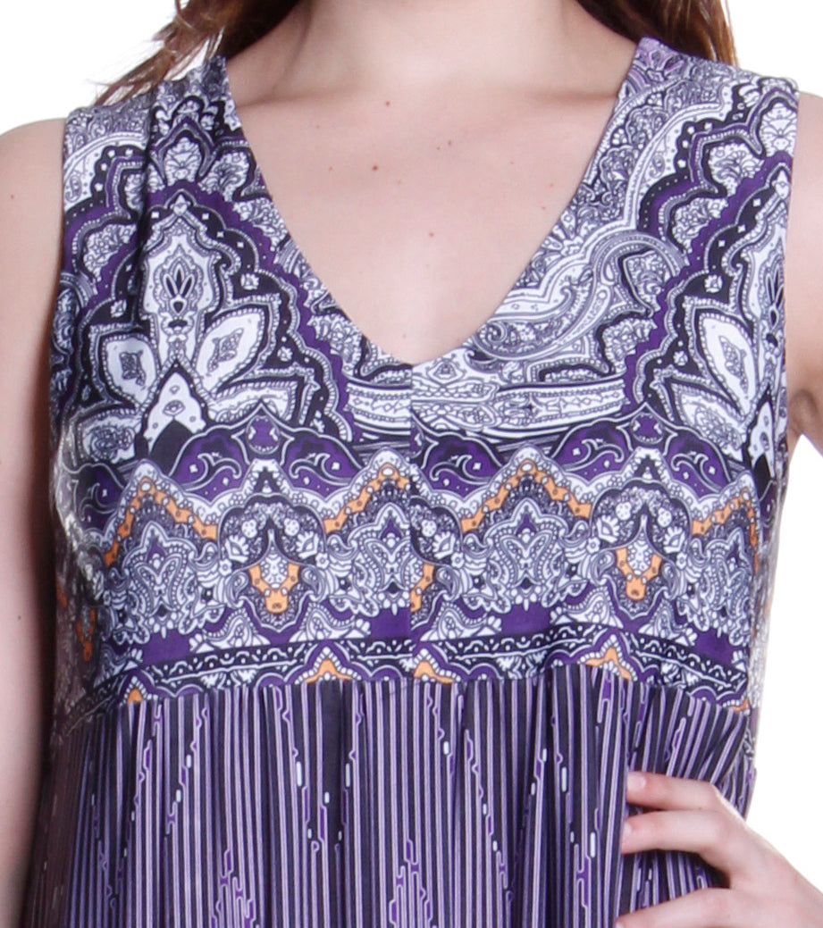 Vestido largo estampado sin mangas con estampado de borde de La Cera