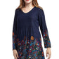 La Cera Border Floral Tunic Top