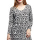 La Cera Baroque Print Pullover Tunic Top