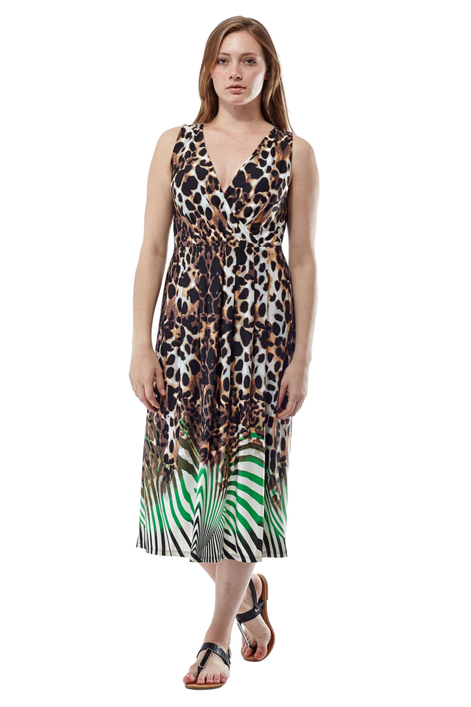 Animal Print Sleeveless Maxi Dress - La Cera