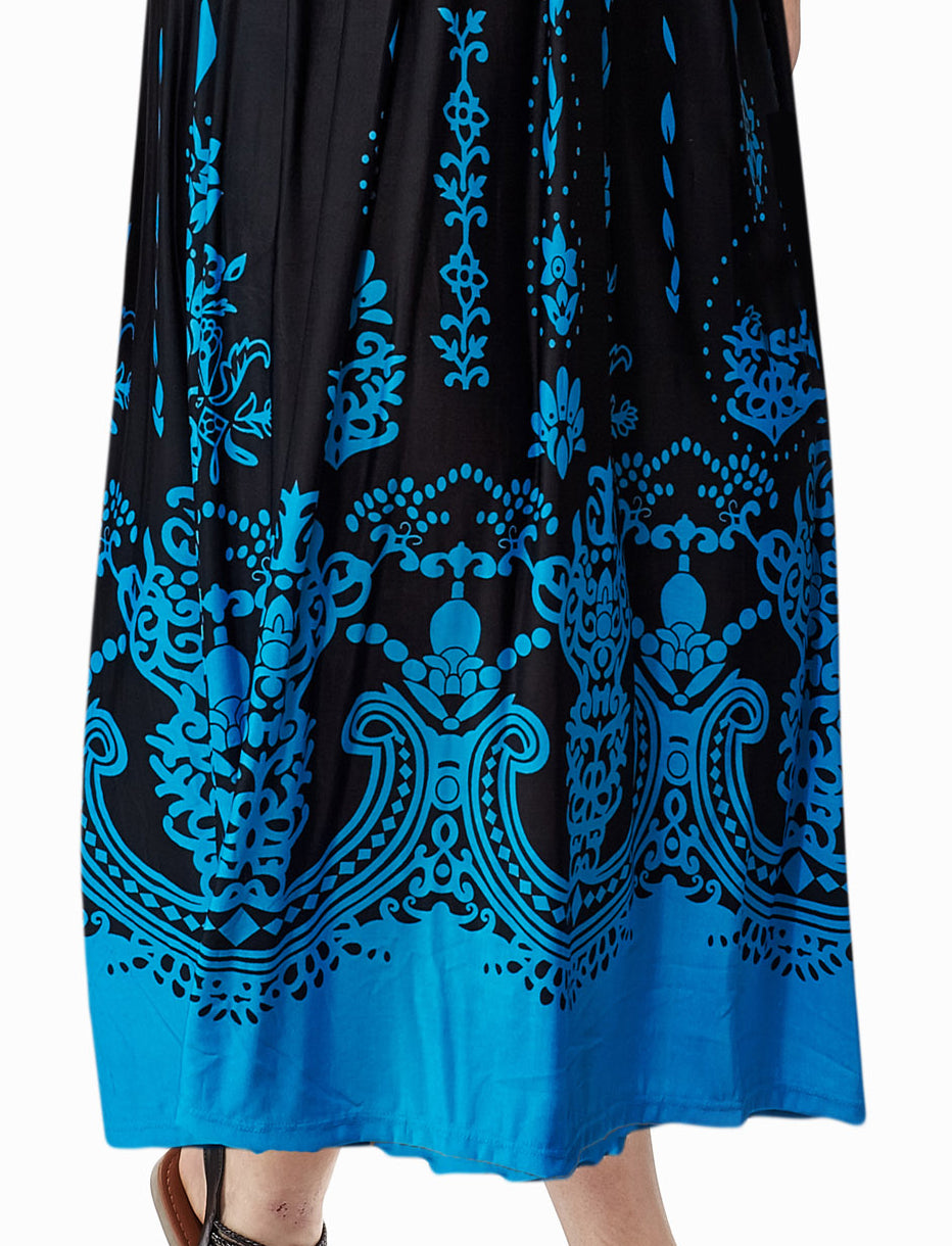 La Cera Paisley Border Print Sleeveless Printed Maxi Dress - La Cera