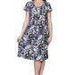 La Cera Black and White Print Short Sleeve Dress - La Cera