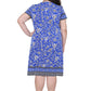 Plus Size La Cera Floral Border Print Short Sleeve Dress - La Cera