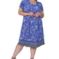 Plus Size La Cera Floral Border Print Short Sleeve Dress - La Cera