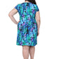 Plus Size La Cera Teal Multi Print Short Sleeve Dress