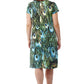 La Cera Peacock Print Short Sleeve Dress
