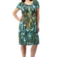 La Cera Peacock Print Short Sleeve Dress