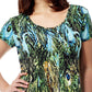 La Cera Peacock Print Short Sleeve Dress