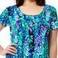 La Cera Teal Multi Print Short Sleeve Dress - La Cera