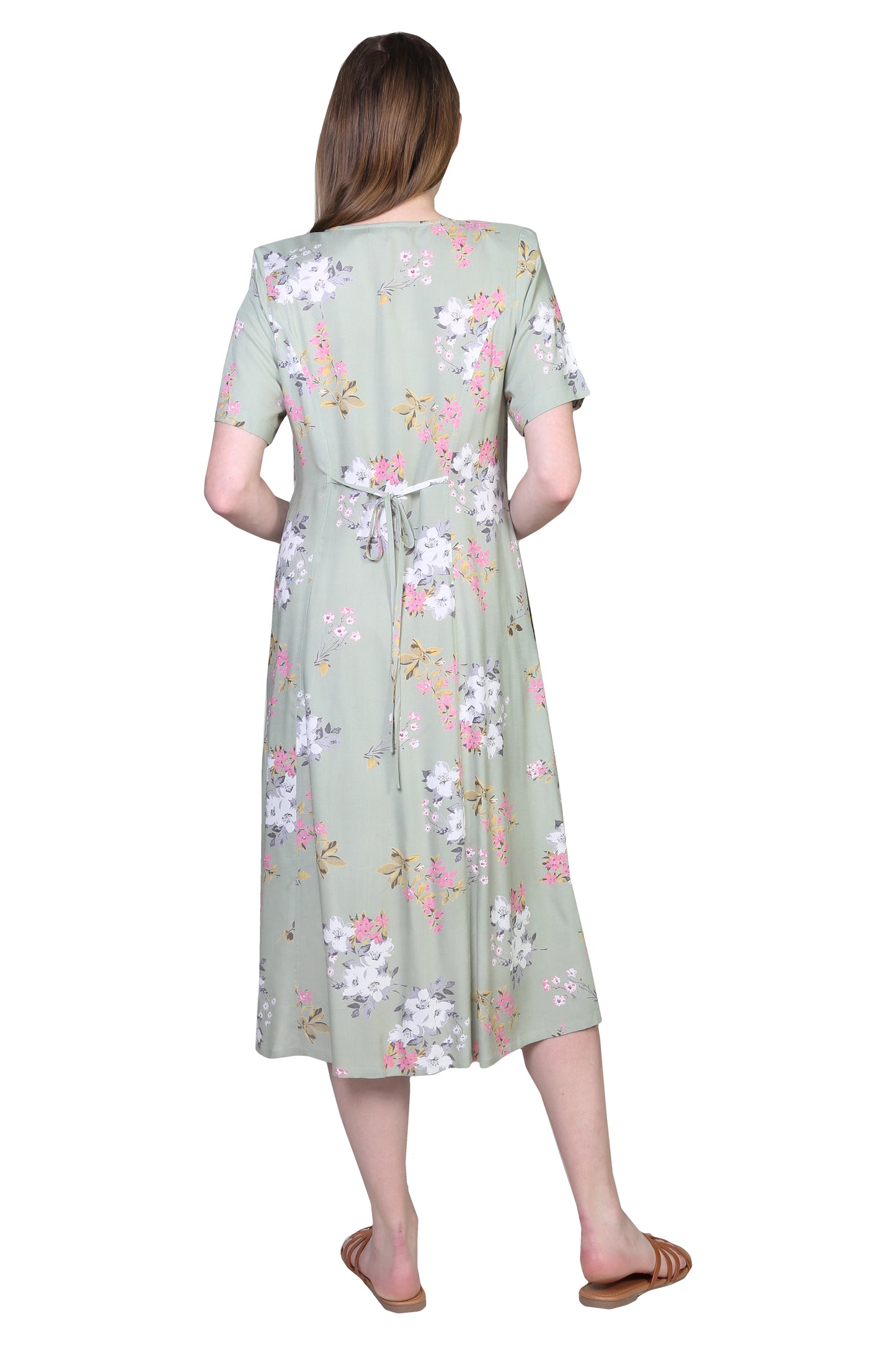 Vestido con botones en la parte delantera de rayón Garden Bouquet