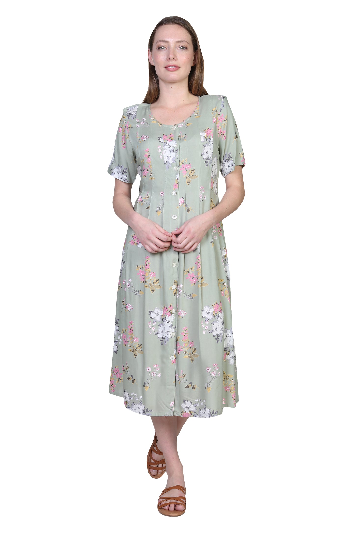 Vestido con botones en la parte delantera de rayón Garden Bouquet