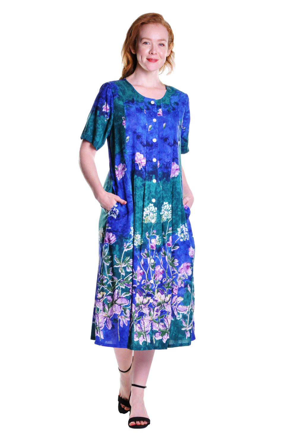 La Cera Button Front Short Sleeve Dress - La Cera