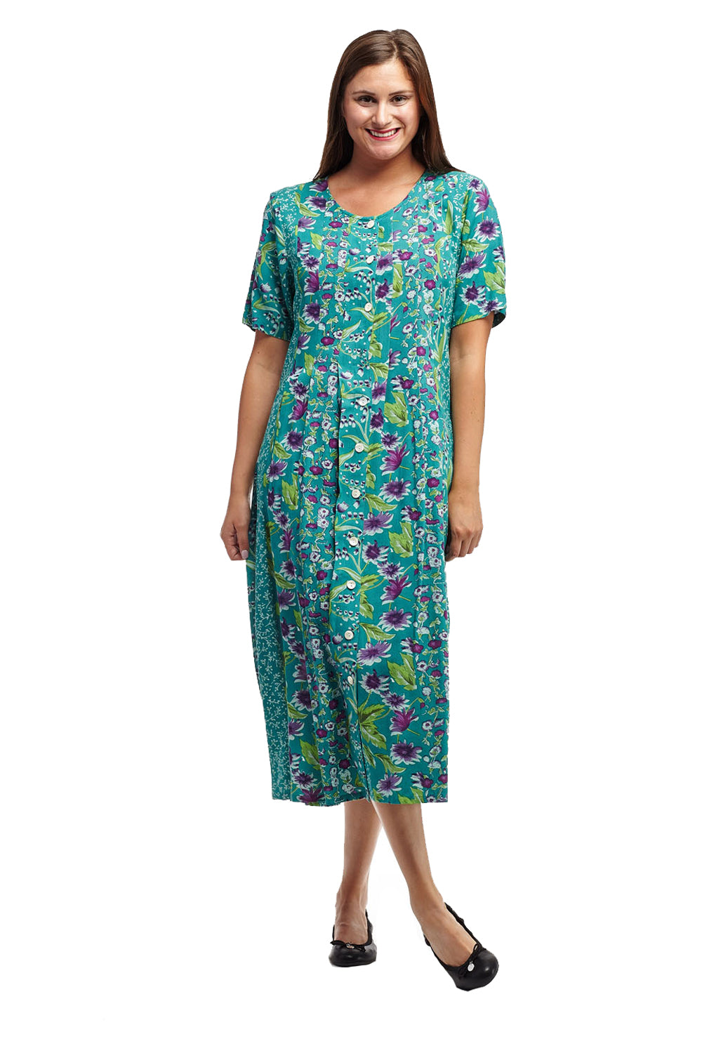 La Cera Button Front Short Sleeve Dress - La Cera
