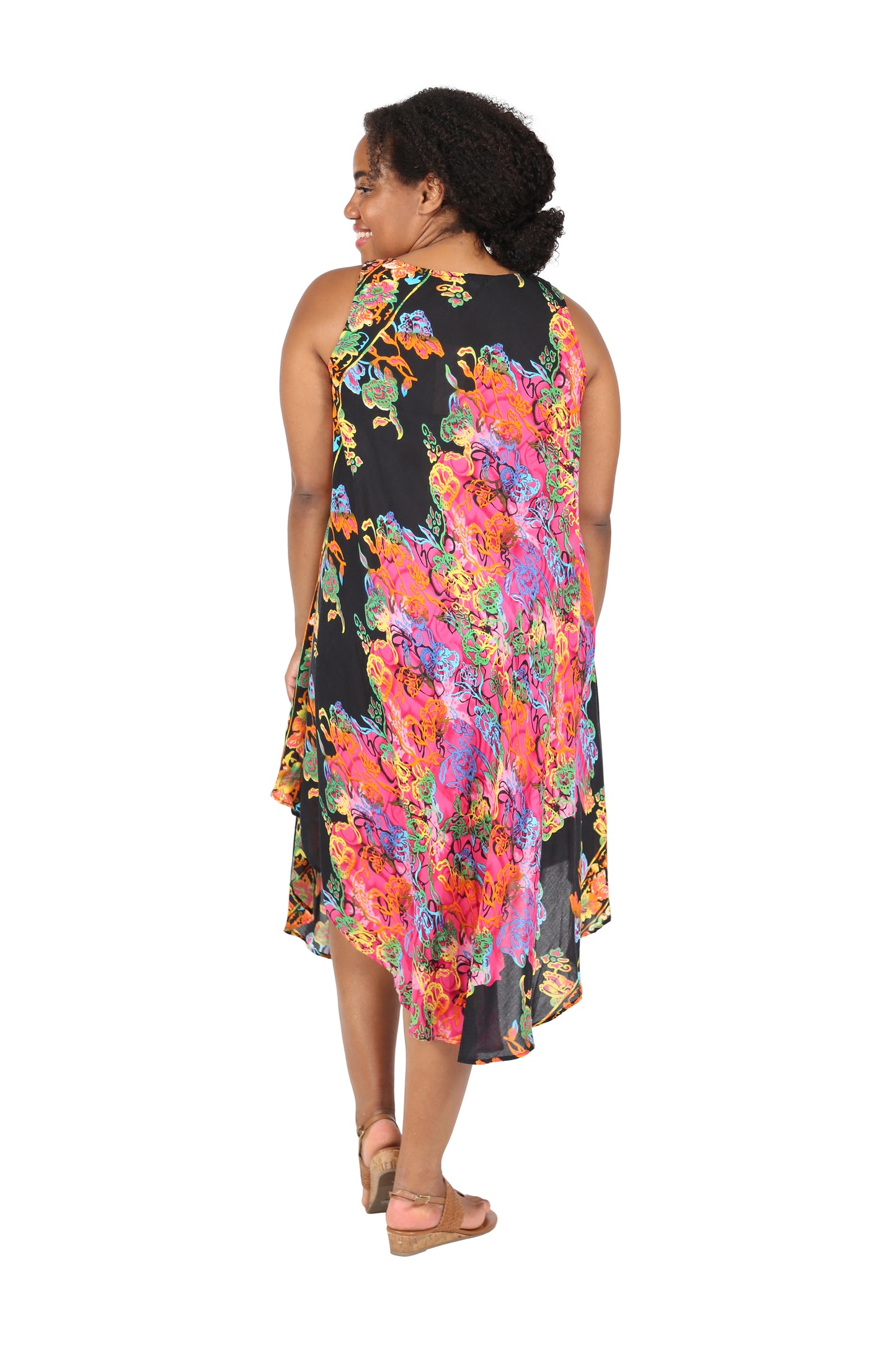Multi Print Plus Size Handkerchief Dress - La Cera