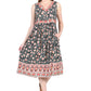 V-Neckline Empire Waist Border Print Dress