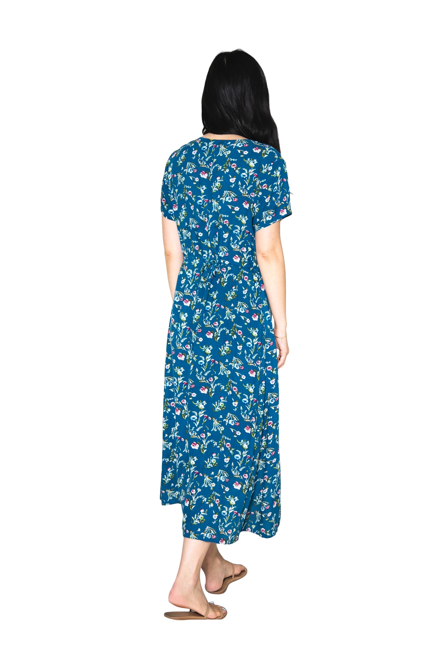 Teal Garden Button Front Dress - La Cera
