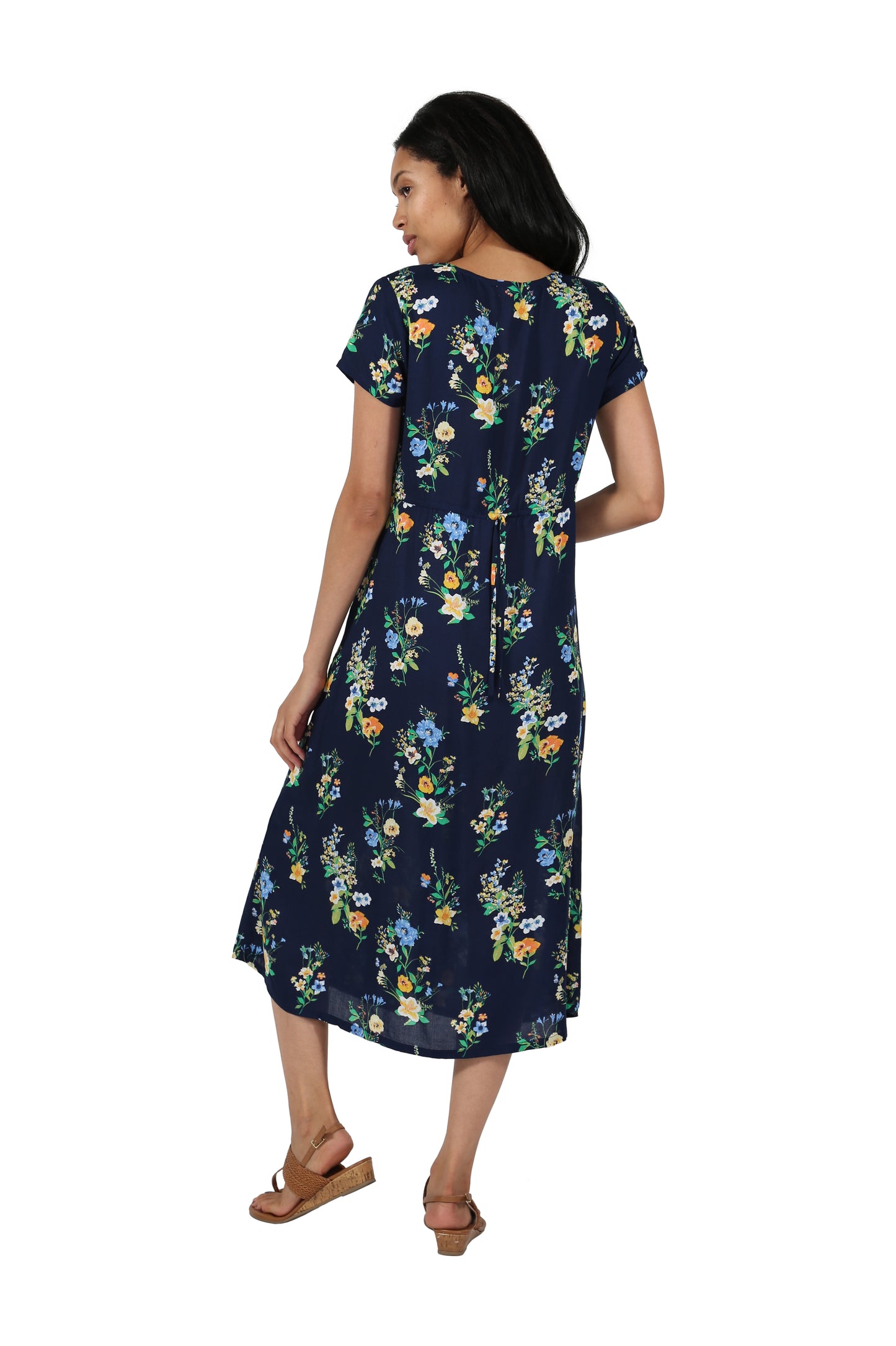 Midnight Garden Button Front Rayon Dress - La Cera