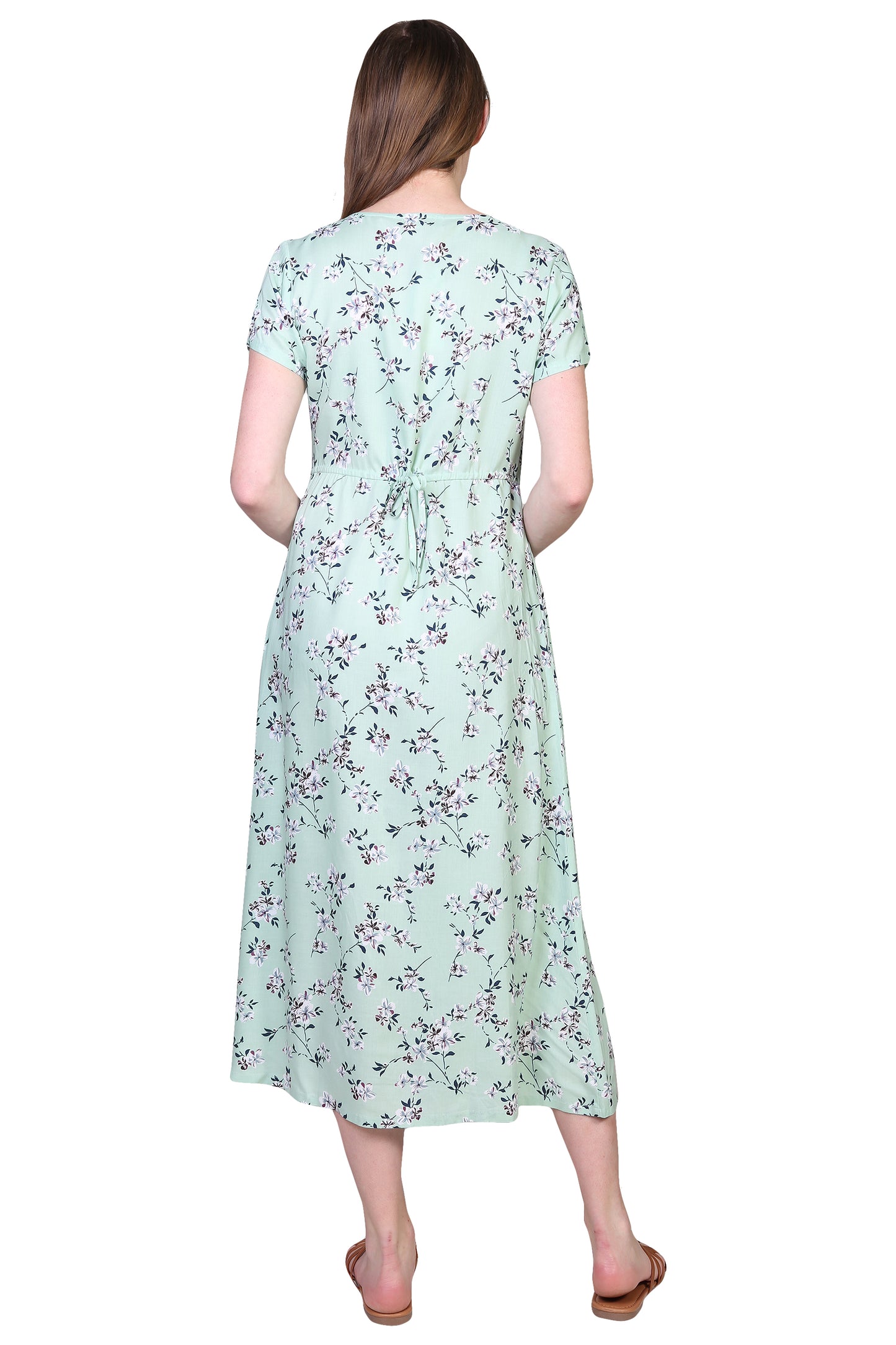 Vestido de manga corta con botones en la parte delantera La Cera