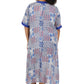 La Cera Blue Patchwork Plus Size Short Sleeve Dress - La Cera