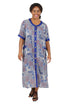 La Cera Blue Patchwork Plus Size Short Sleeve Dress - La Cera