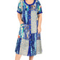 Vestido de manga corta de talla grande con patchwork multicolor de La Cera