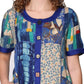 Vestido de manga corta de talla grande con patchwork multicolor de La Cera