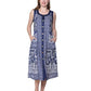 La Cera Sleeveless Mixed Print Novelty Button Dress