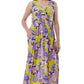 La Cera Floral Printed Sleeveless Rayon Maxi Dress - La Cera