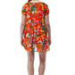 Vestido georgette escalonado con estampado floral vibrante
