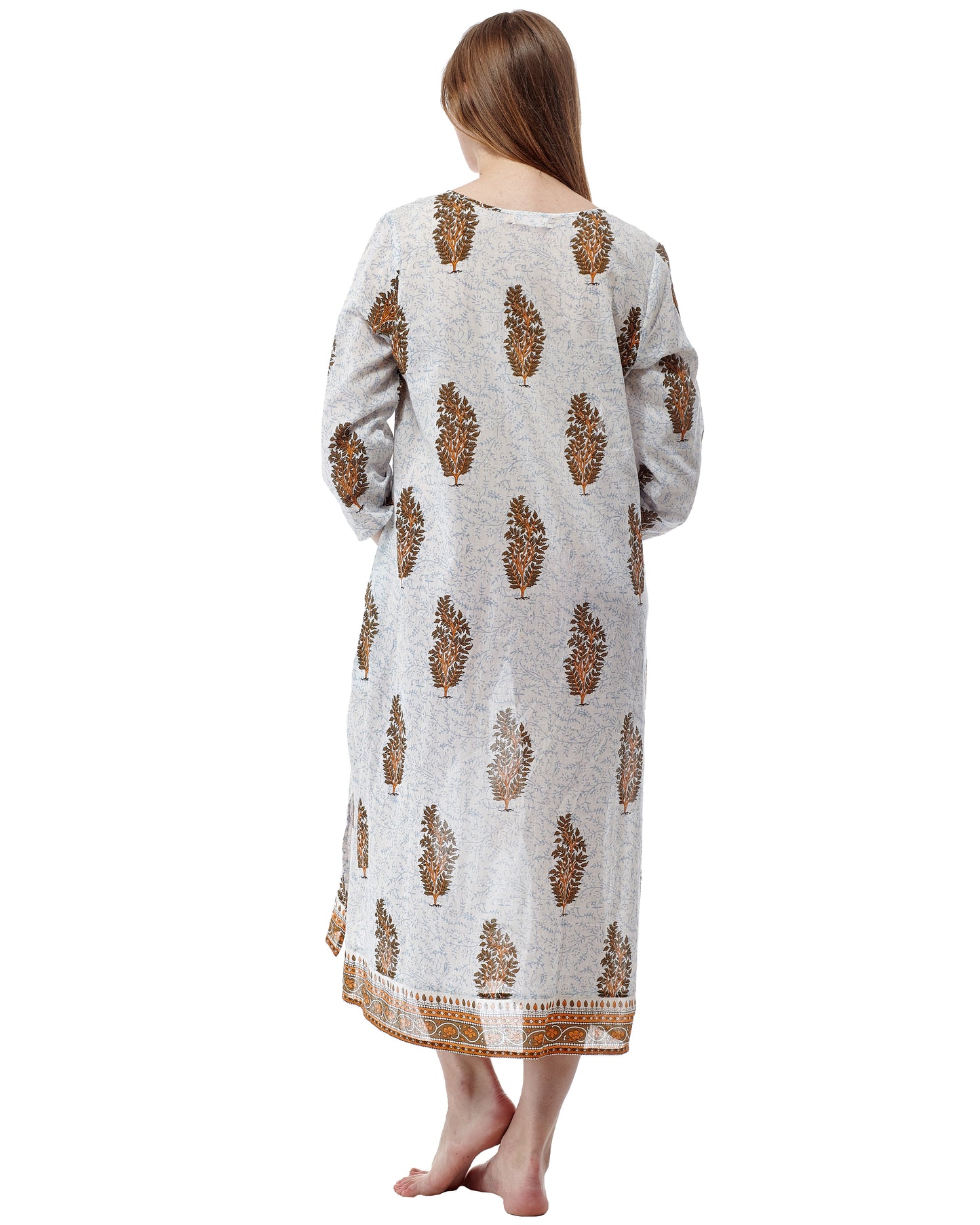 La Cera Long Sleeve Printed Caftan - La Cera