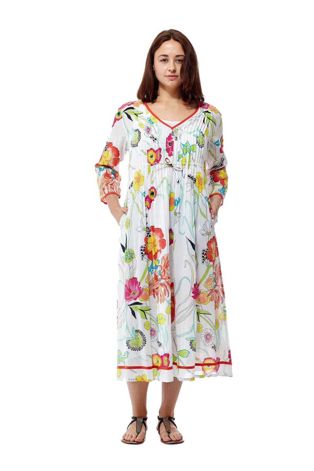 100% Cotton Floral Print Caftan - La Cera