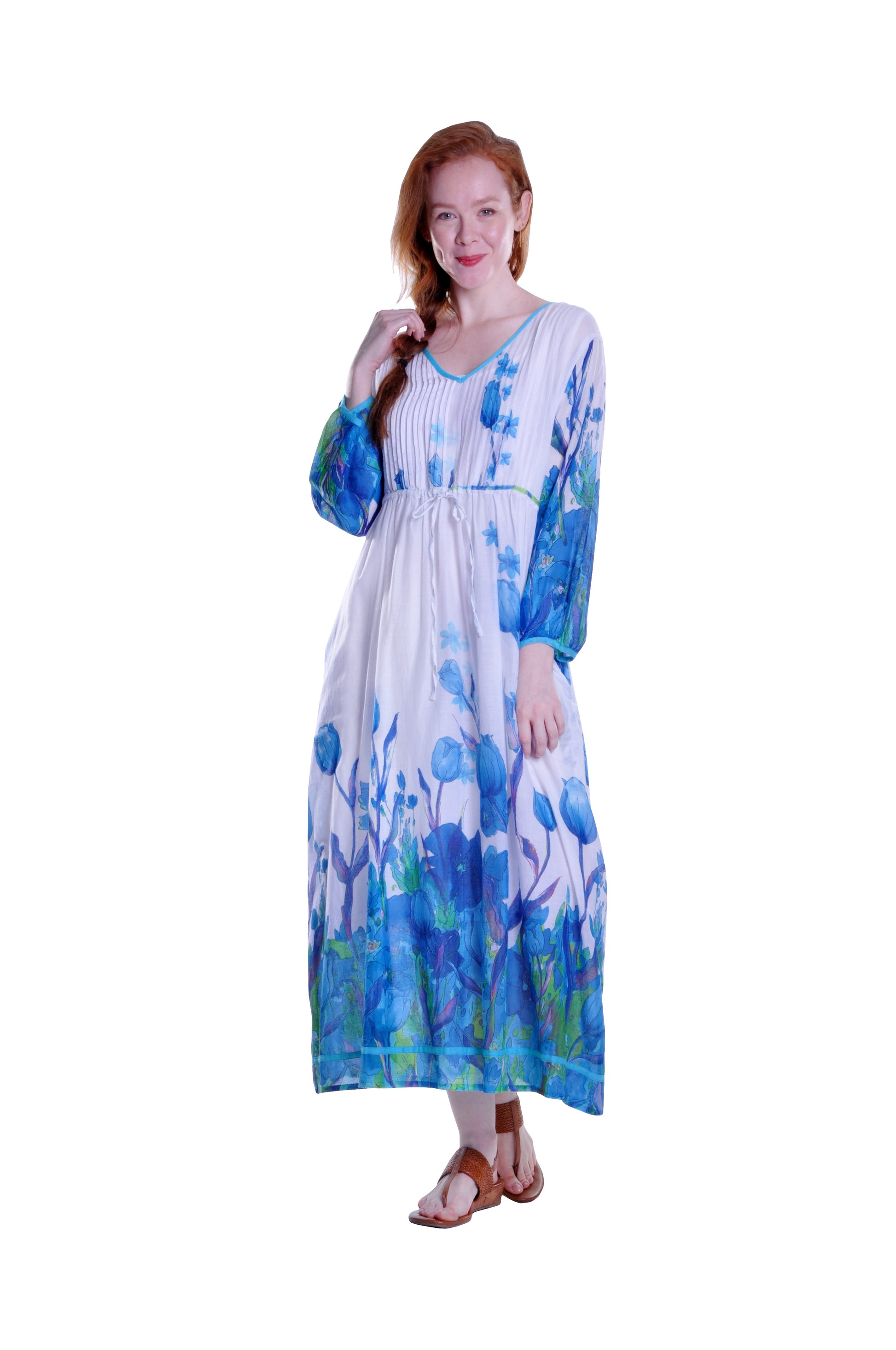 100% Cotton Floral Print Caftan - La Cera