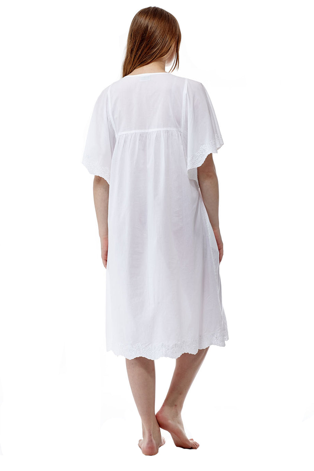 La Cera Crochet Yoke Flutter Sleeve Gown