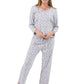 La Cera Knit Floral Pajama Set - La Cera