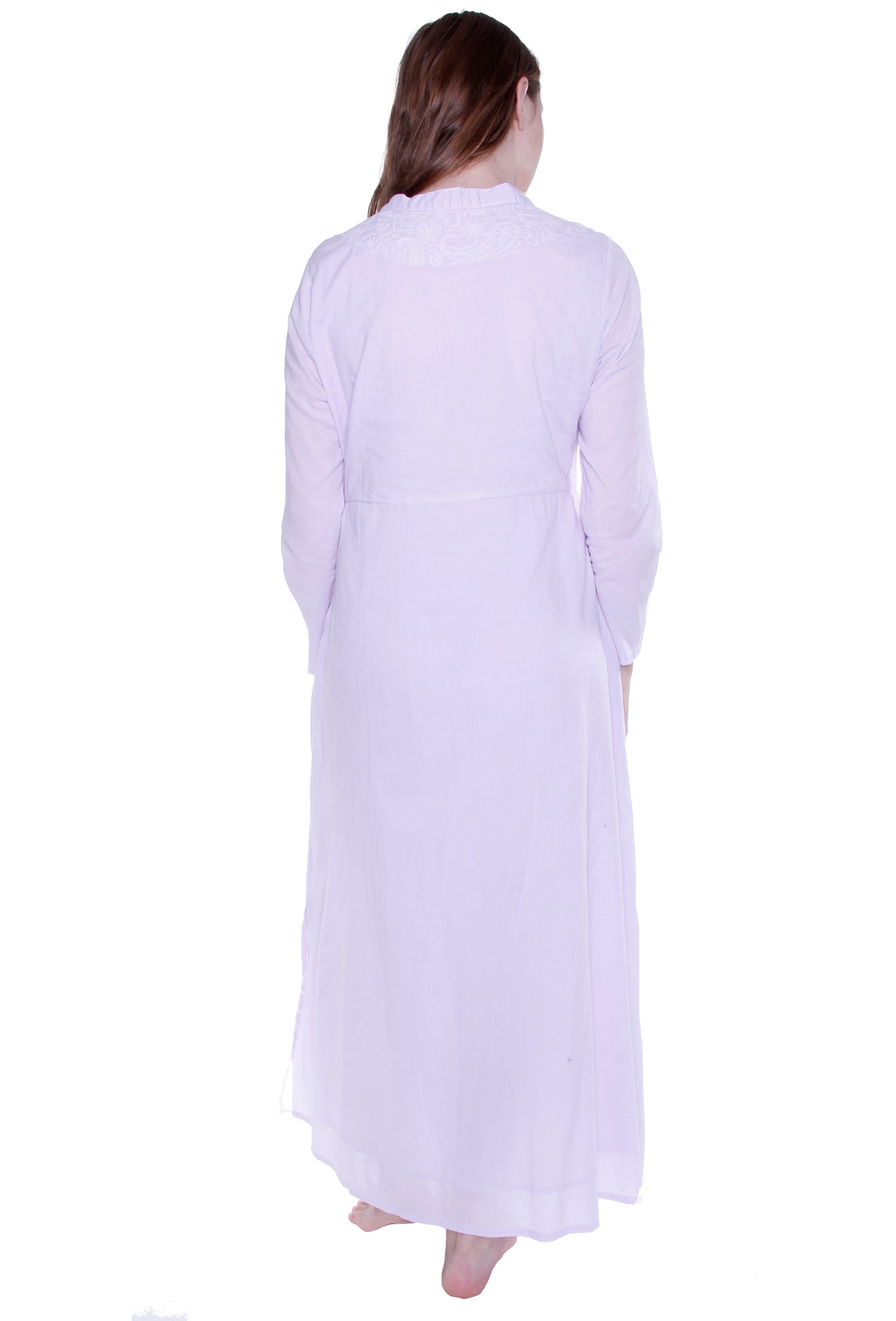 La Cera Notch V-Neck Embroidered Caftan - La Cera