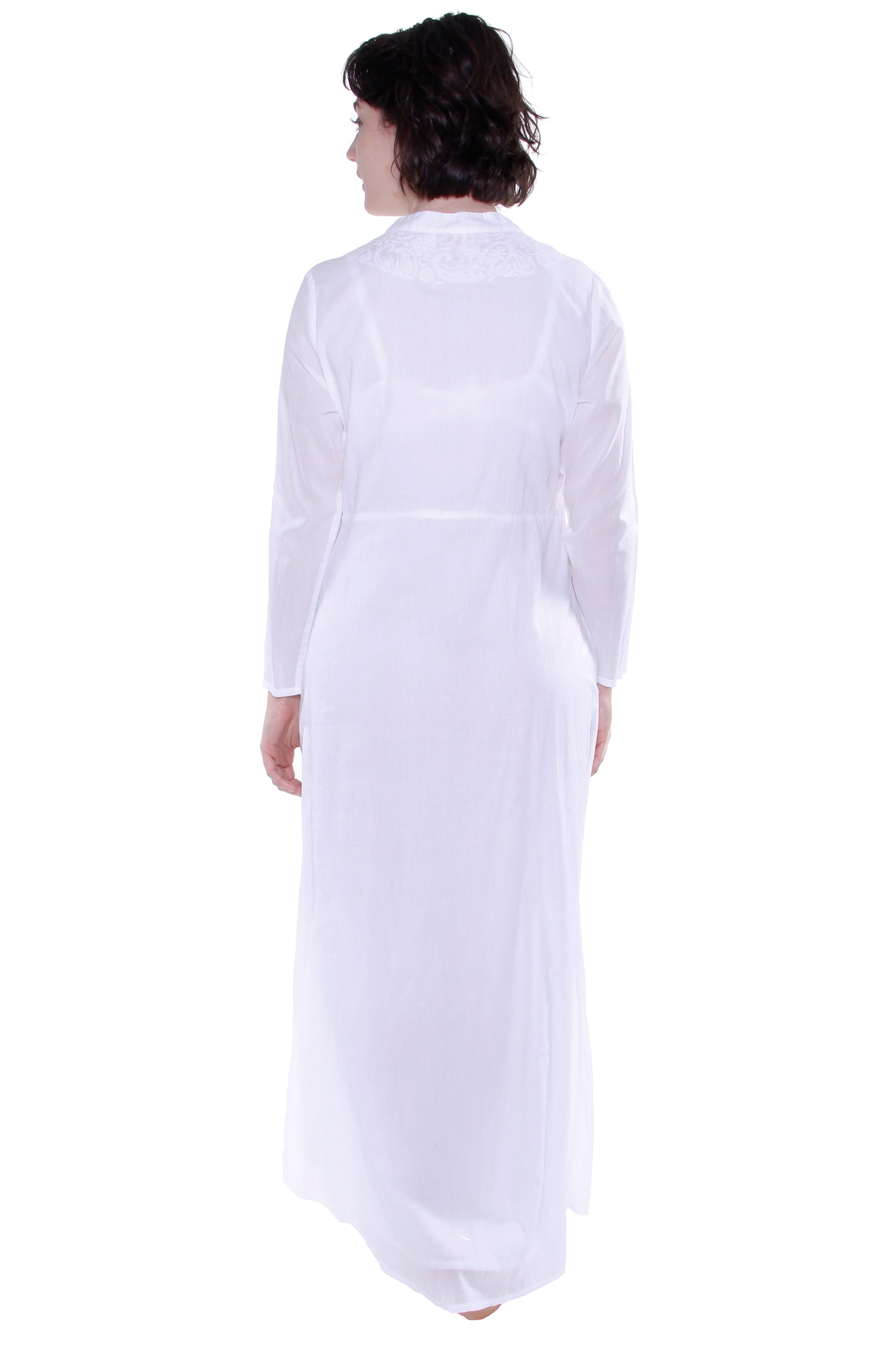 La Cera Notch V-Neck Embroidered Caftan - La Cera