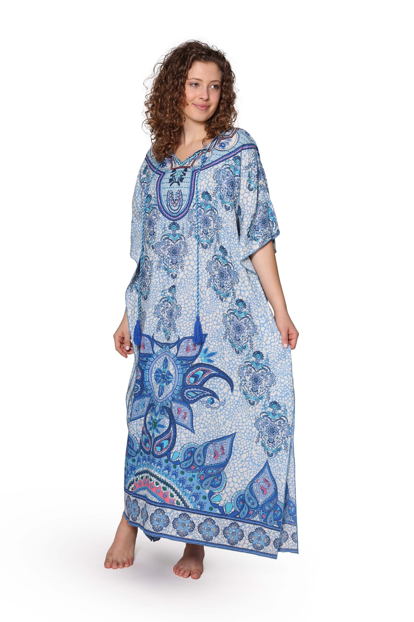 100% Cotton Paisley Print Caftan - La Cera